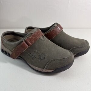 Therafit Women's Austin/Aspen Clog Olive US Women Sz 7 Leather Strap Embroidered